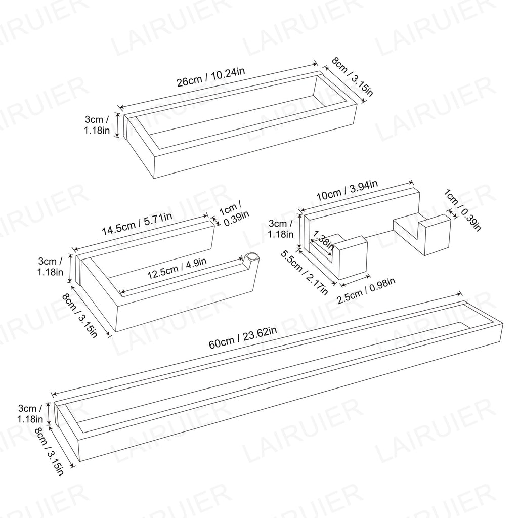 TURS Brushed Finish 4-Pieces Towel Bar Holder Sets,Concealed Screws - image 4