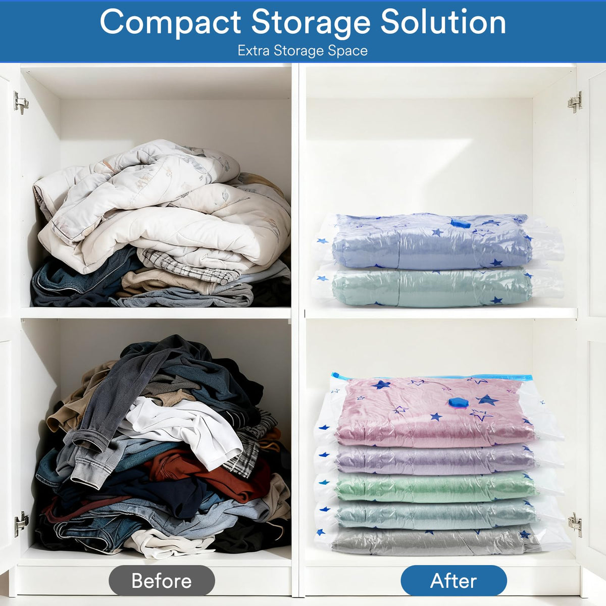 AIyvisun 6pcs Vacuum Storage Bags with Hand Pump, Vacuum Pack Bags for Clothes Multiple Sizes2M+2L+2Jumbo - image 3