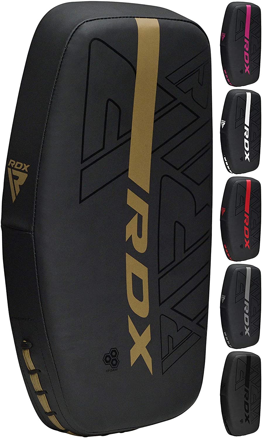 RDX Kara Curved Thai Pads – Maya Hide Leather Kickboxing Strike Shield