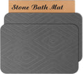 HUMIGA 2 Pack Diatomaceous Earth Stone Bath Mat – Non-Slip Grey, 24x15