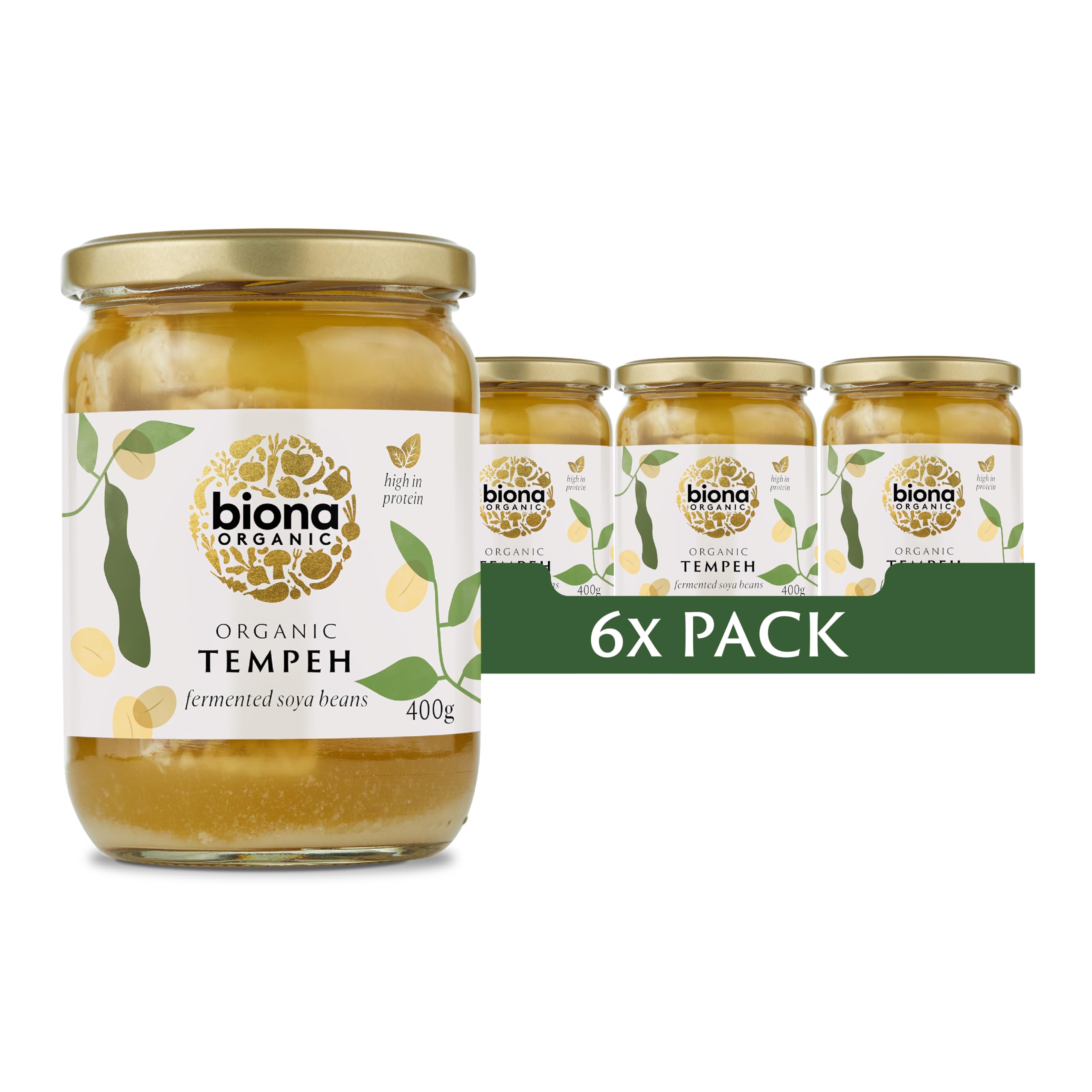 Biona Organic Tempeh – Fermented Whole Soya Beans, 400g (Pack of 6)