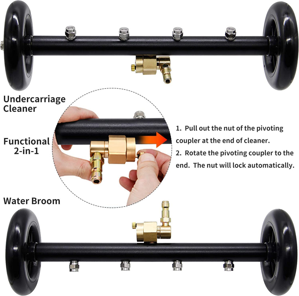 YUET 2-in-1 Pressure Washer Undercarriage Cleaner & 16" Water Broom