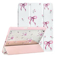 Fycyko iPad 10.2 Case - Floral Bow Print Trifold Stand with Pencil Holder