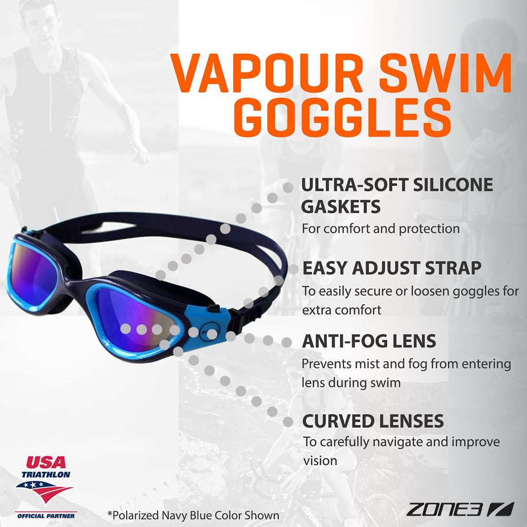 ZONE3 Vapour Swim Goggles – Polarized Anti-Fog Lenses for Open Water