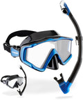 Cressi Liberty Triside Mask & Epsilon Dry Snorkel Set – Black/Sapphire