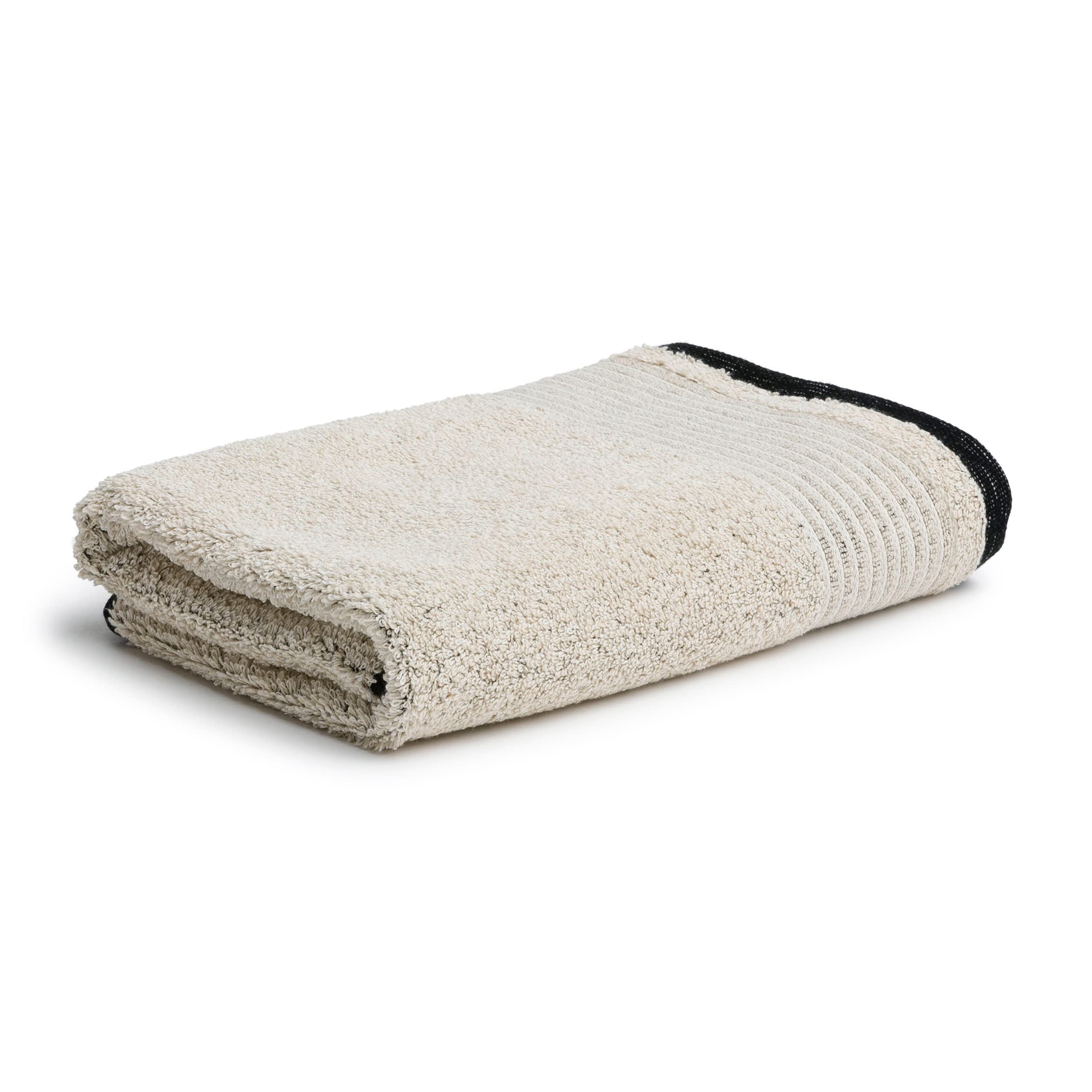 möve Eden Cotton Linen Towel – Nature/Black Piped Border 50x100cm