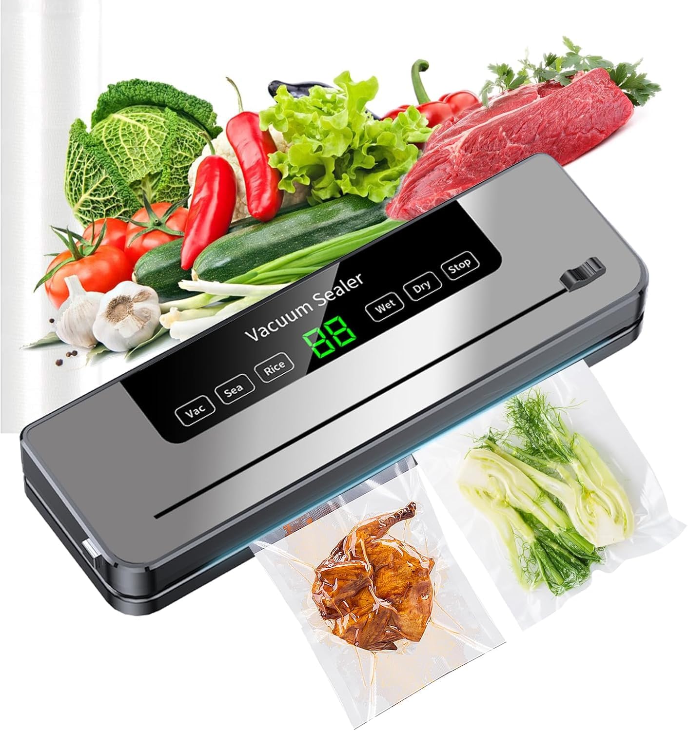 ESoundvol 6-in-1 Food Vacuum Sealer Machine with Built-in Cutter