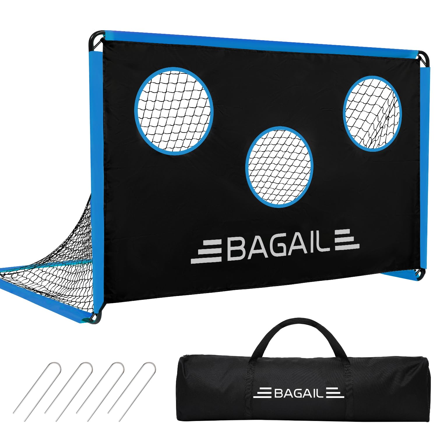 BAGAIL 2-in-1 Soccer Goal with Target | Portable 6x4ft Football Training Net