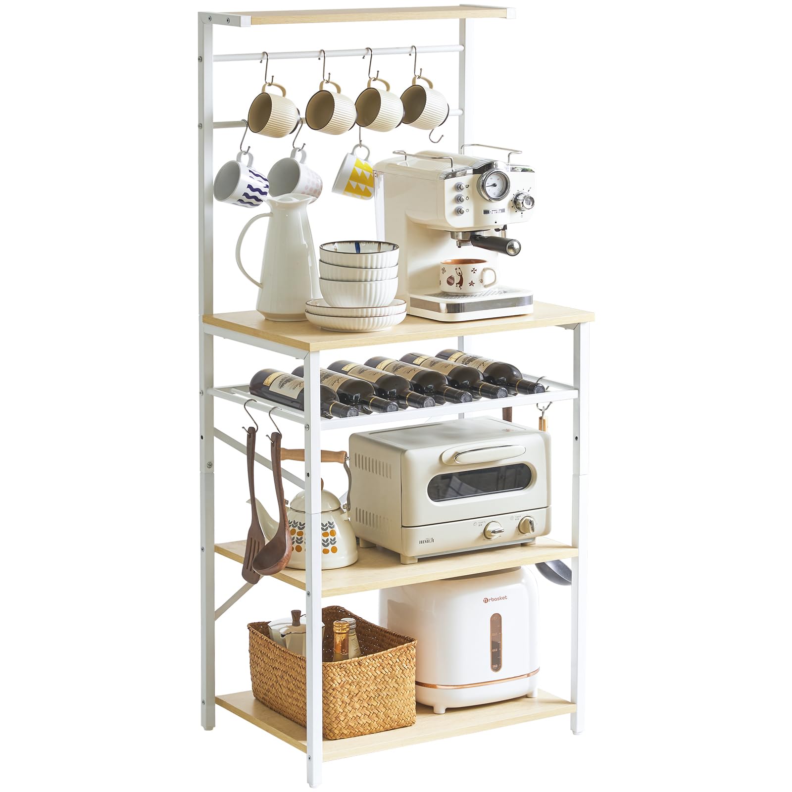 YMYNY Industrial Kitchen Baker's Rack – 4-Tier Microwave Stand & Coffee Bar