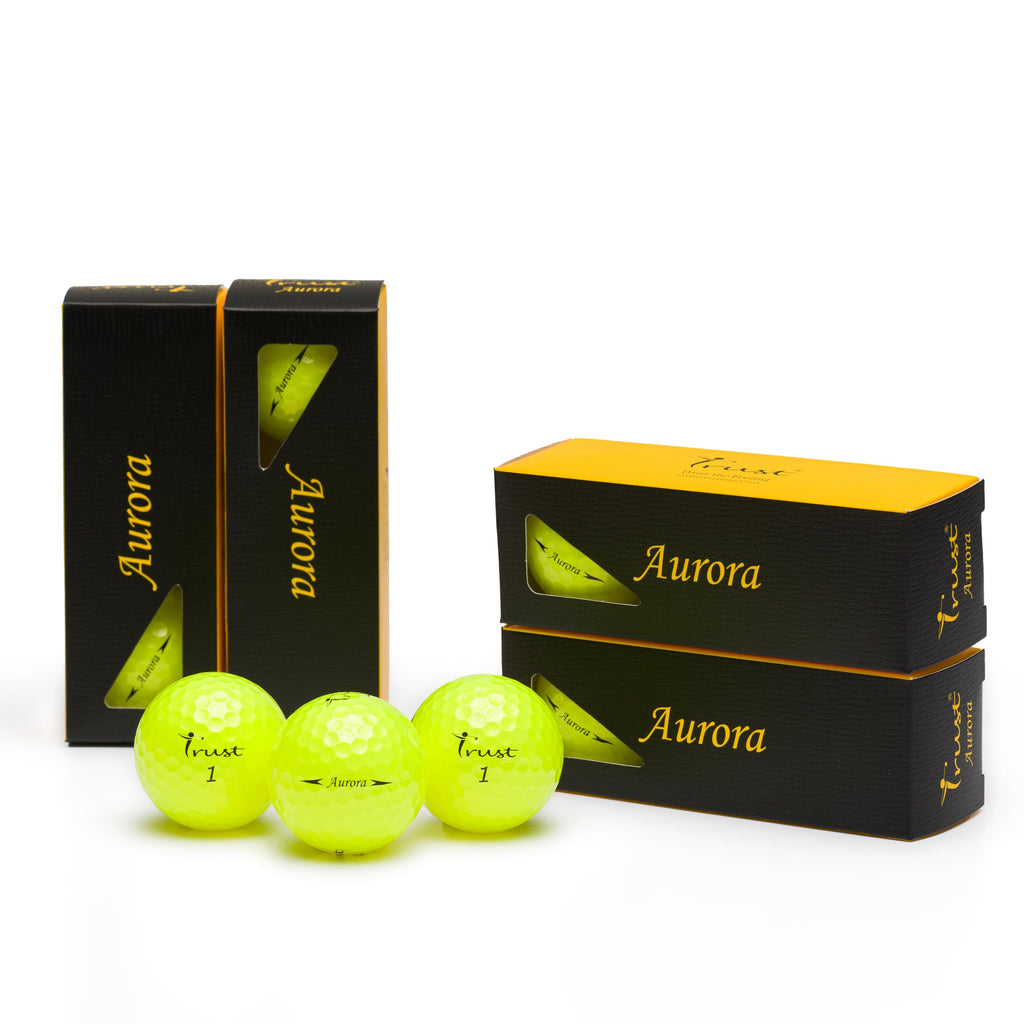 Trust Aurora Yellow Crystal 3-Piece Urethane Golf Balls | 1 Dozen