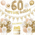 Jolof Store 60th Birthday Decorations Kit - White and Gold Party Set
