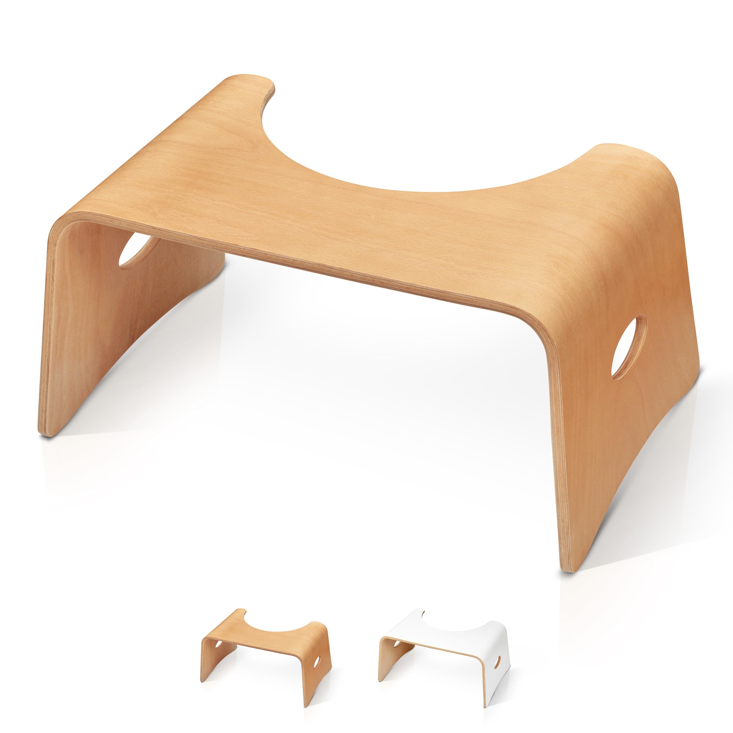 Wooden Toilet Stool – Varnished Squatting Step for Adults