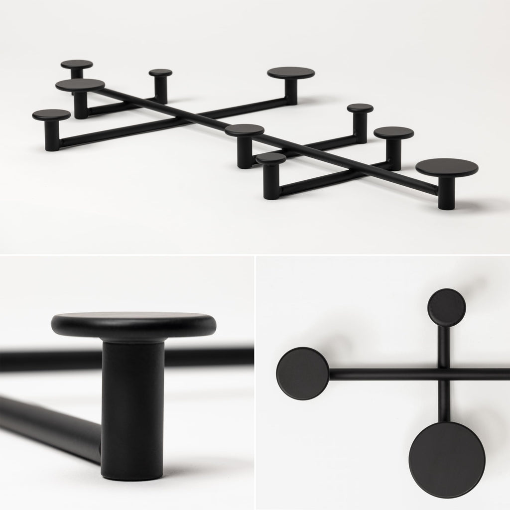Kazai Sval Wall-Mounted Coat Rack – Modern Minimalist Metal Hooks | Black