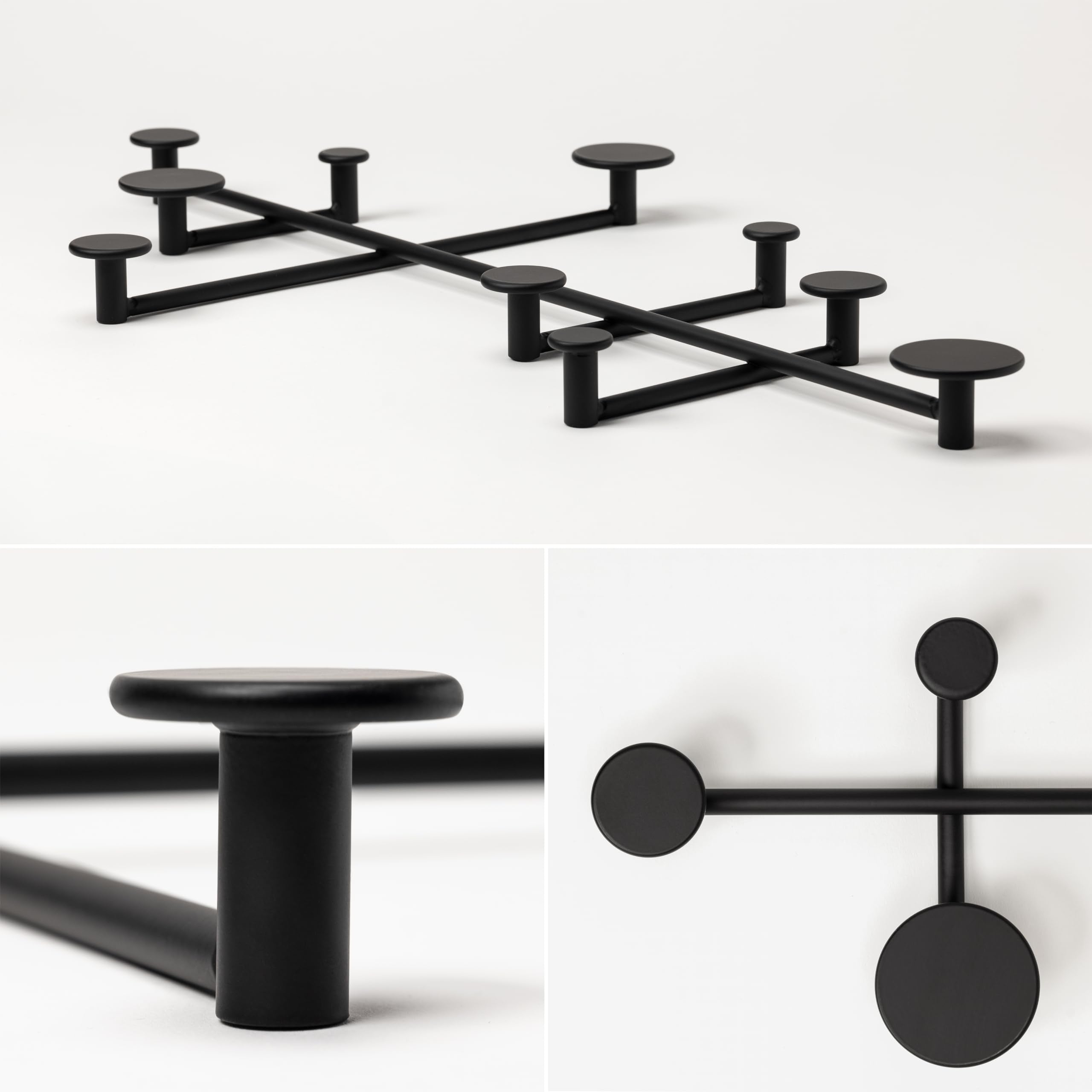 Kazai Sval Wall-Mounted Coat Rack – Modern Minimalist Metal Hooks | Black
