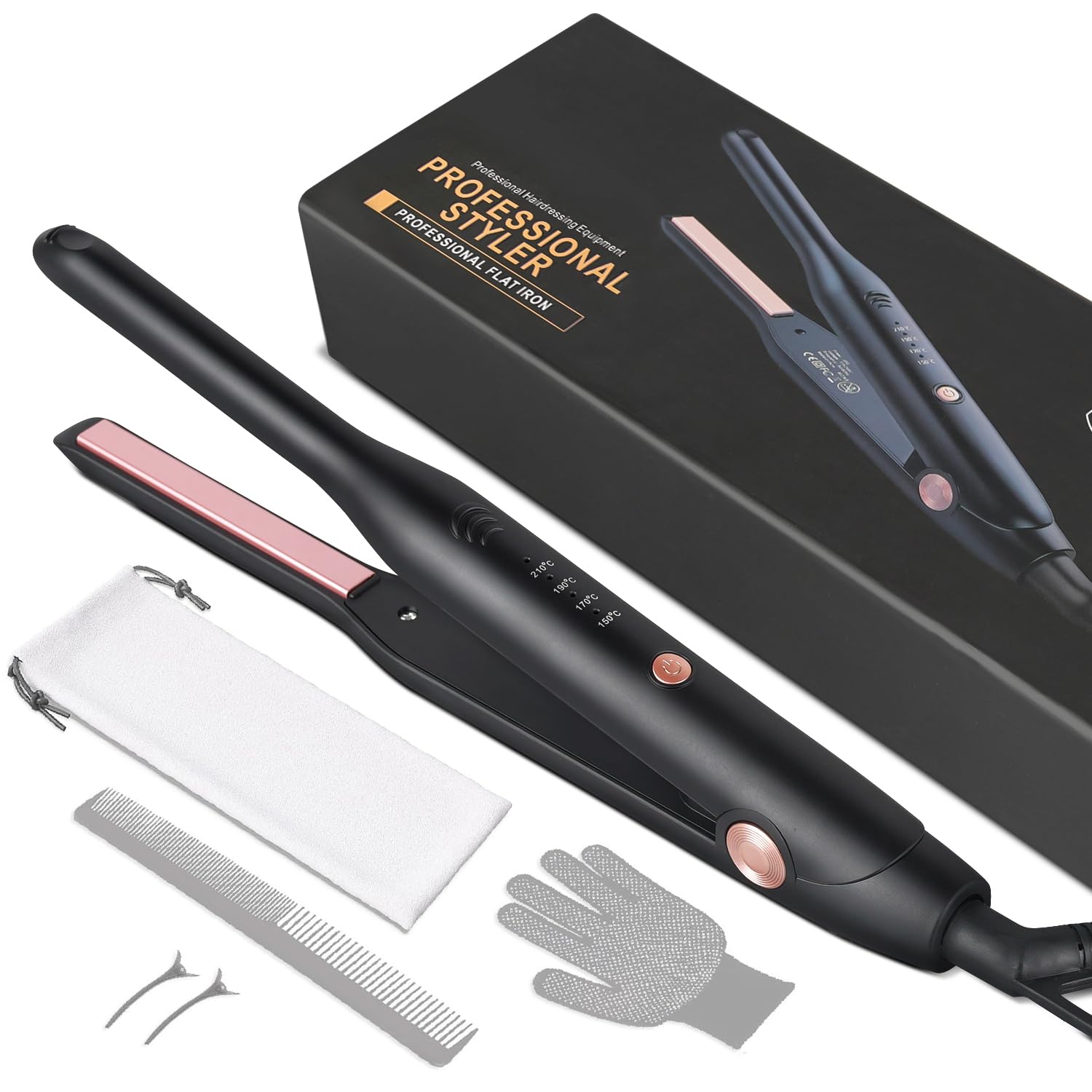 Exigns Mini Pencil Hair Straightener – Ceramic Flat Iron for Short Hair