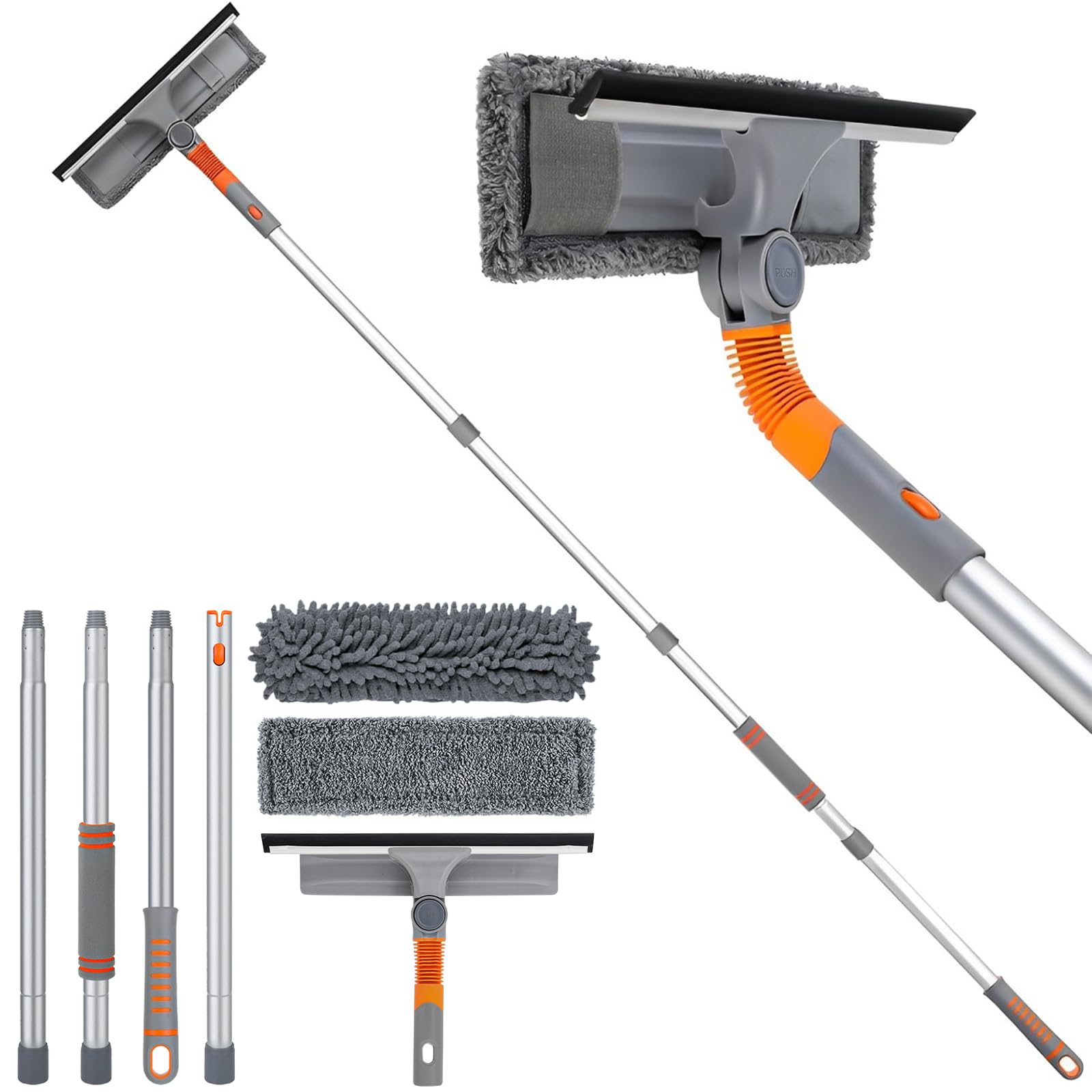 WenYa 165cm Window Squeegee Cleaner Kit | 2-in-1 Telescopic Long Handle
