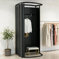 LXSEHN Clothing Store Changing Room, U-Shape Mobile Fitting Room, Black