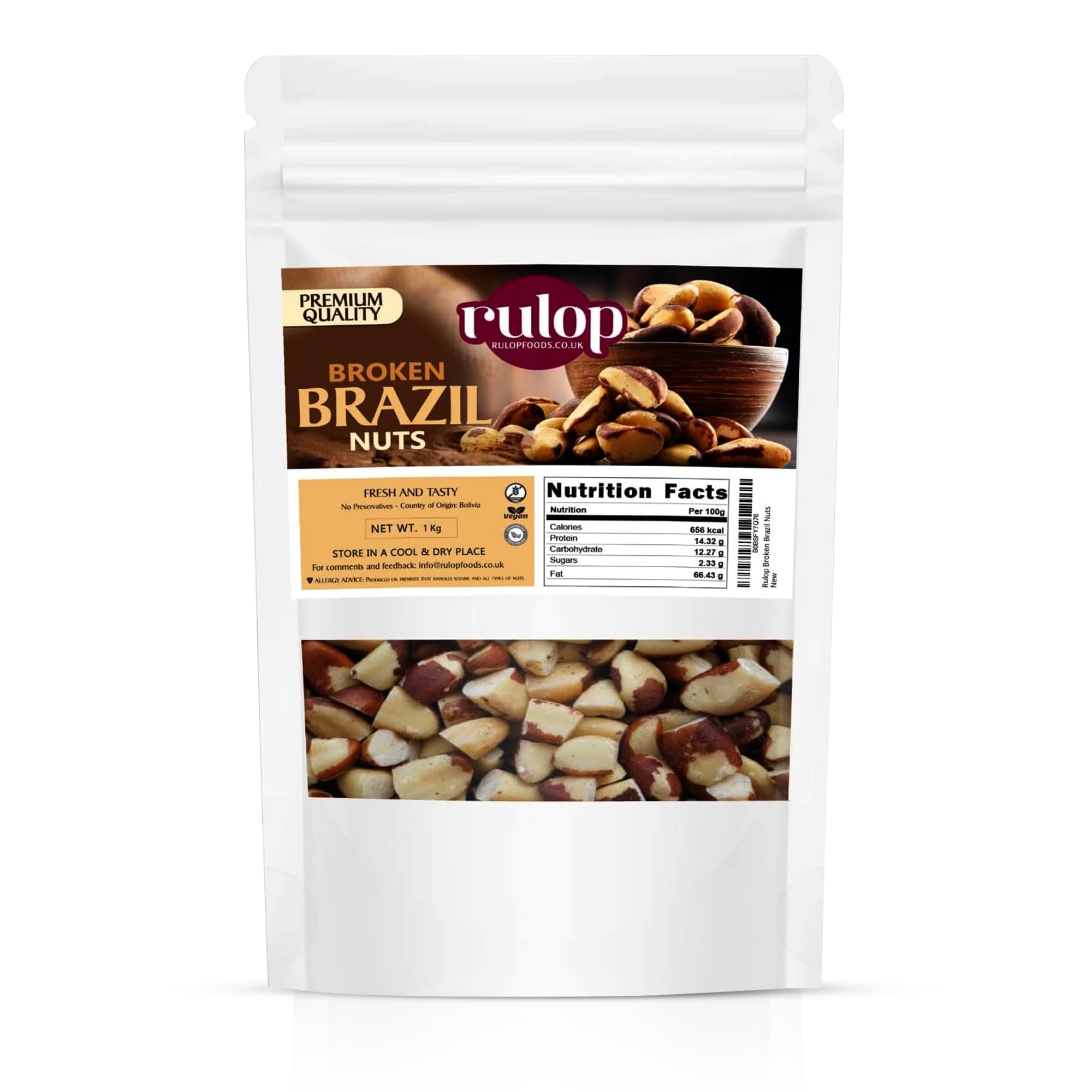 Rulop Broken Brazil Nuts – 1kg Raw Unsalted Vegan Nuts |