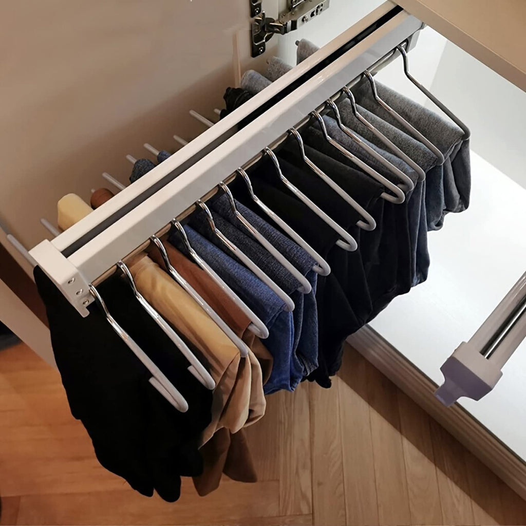 Jolof Store Pull Out Clothes Rail – 447mm White Wardrobe Hanger Rod