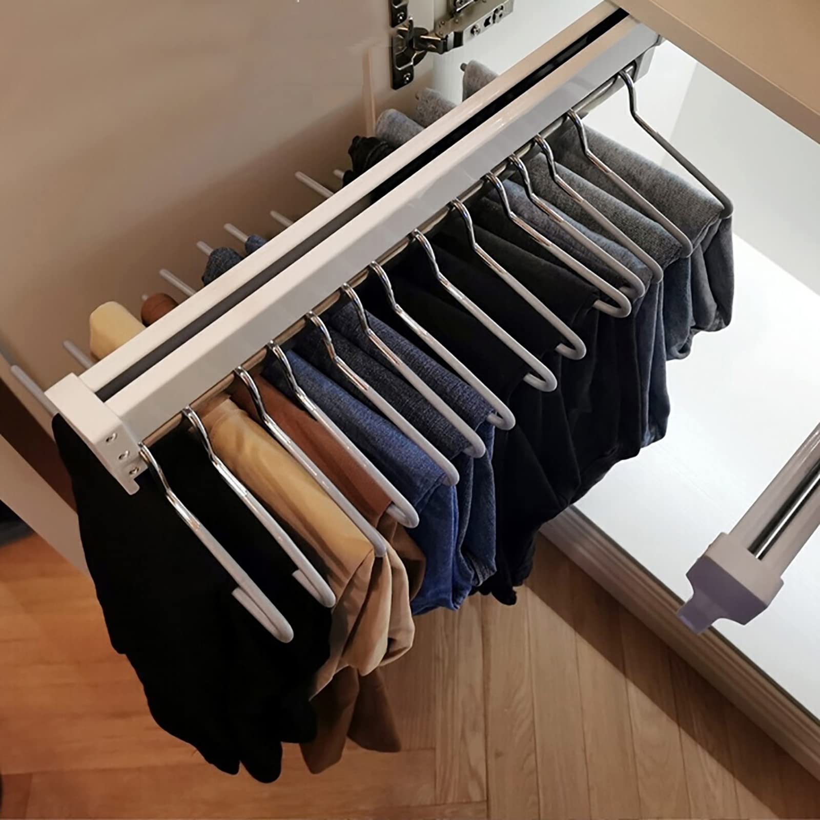 Jolof Store Pull Out Clothes Rail – 447mm White Wardrobe Hanger Rod