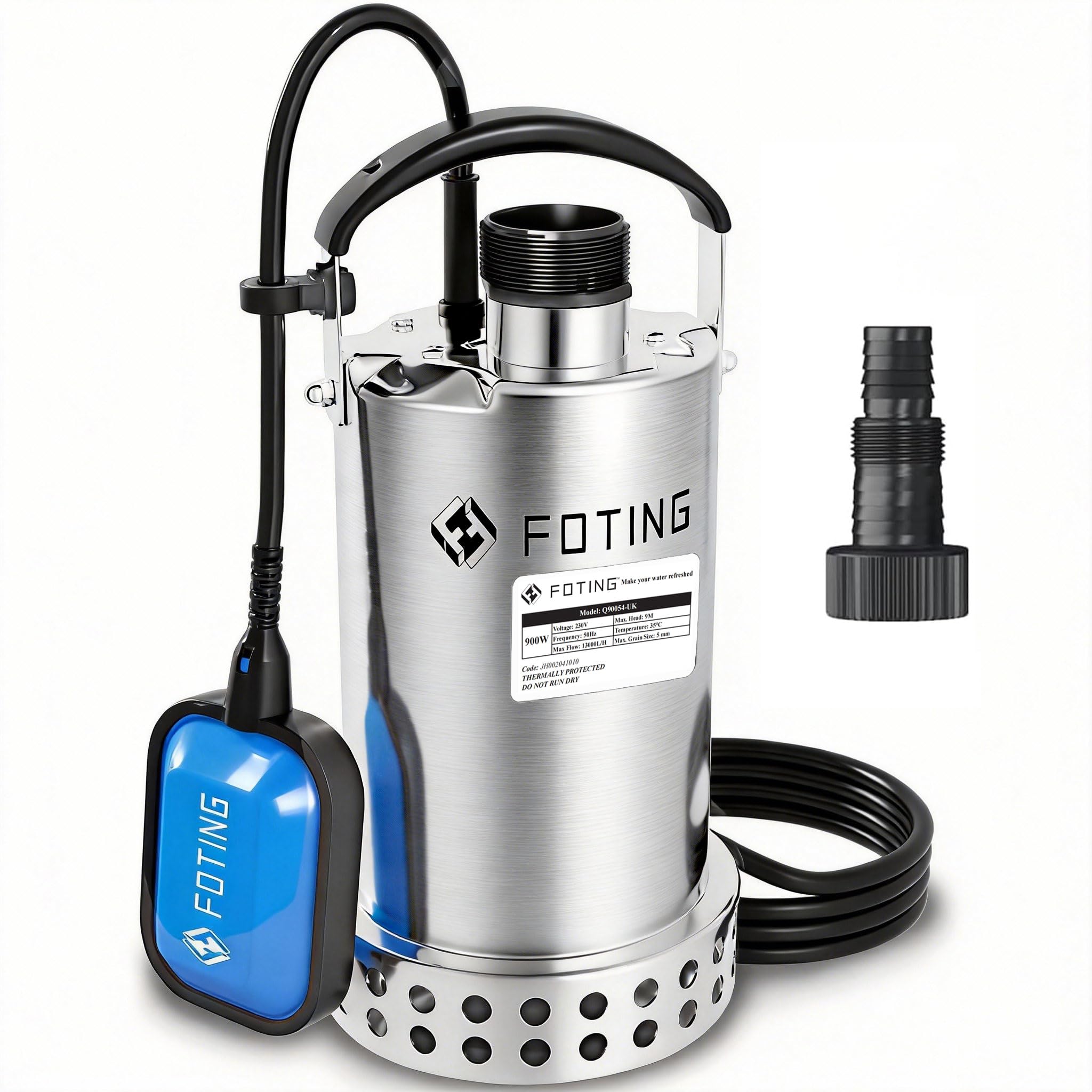 FOTING 900W Stainless Steel Submersible Sump Pump with Float Switch