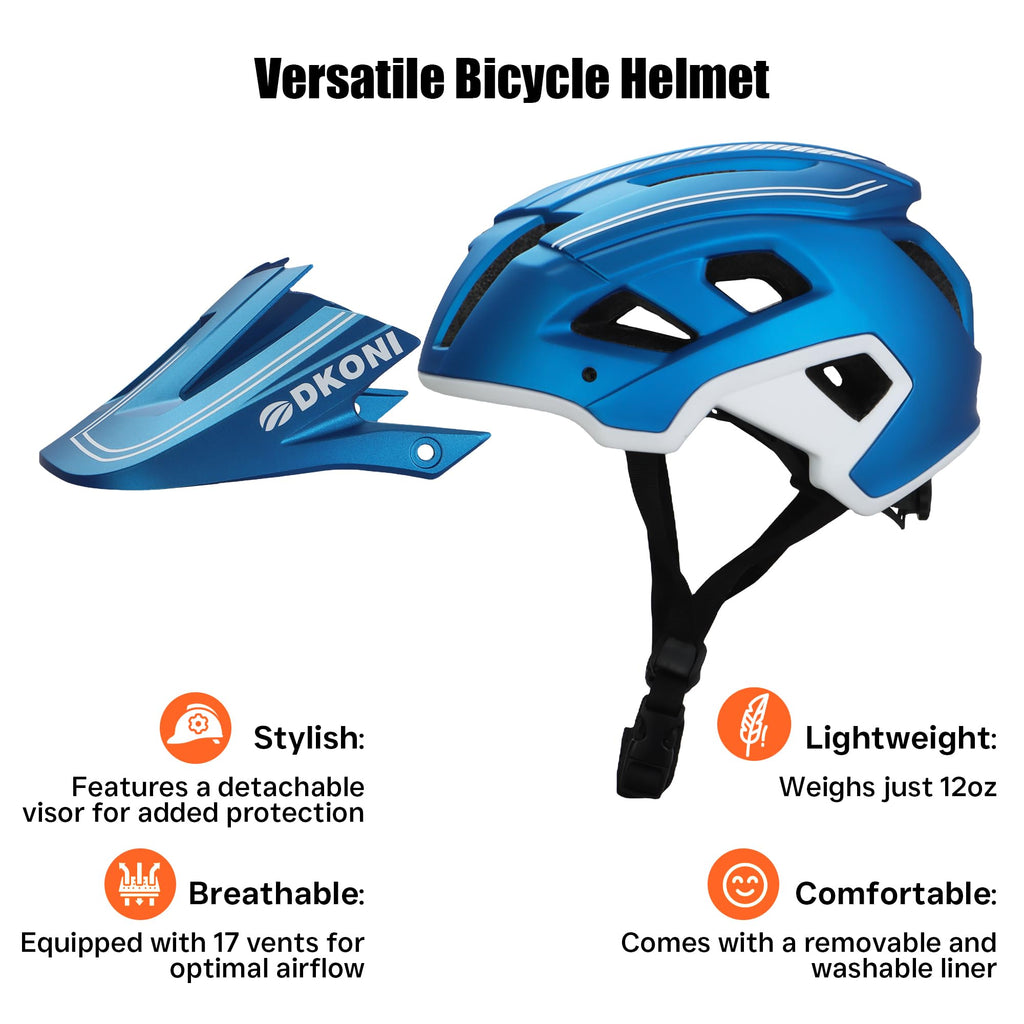 DKONI MTB Mountain Bike Helmet | Lightweight Adjustable Fit | Blue White