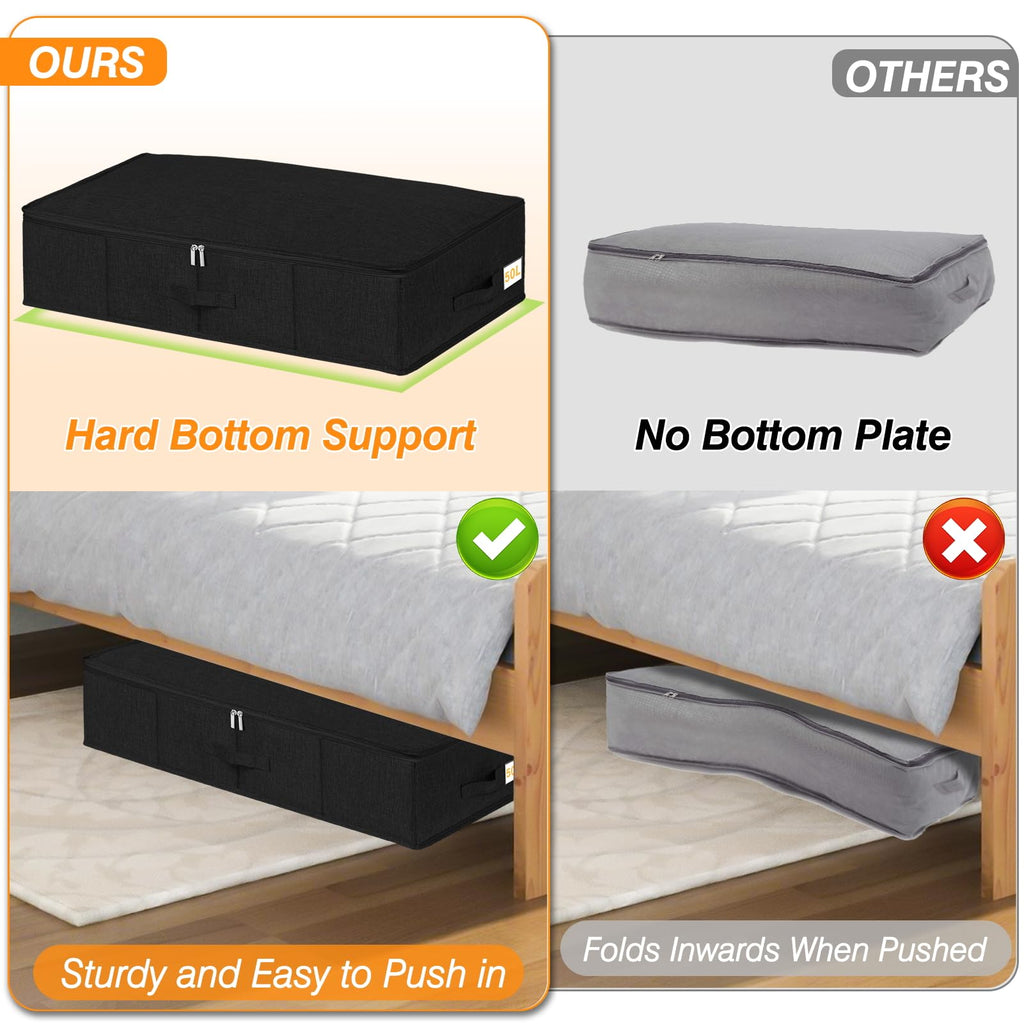 Jolof Store Underbed Storage Box with Lids | 3-Pack Foldable Fabric Bins