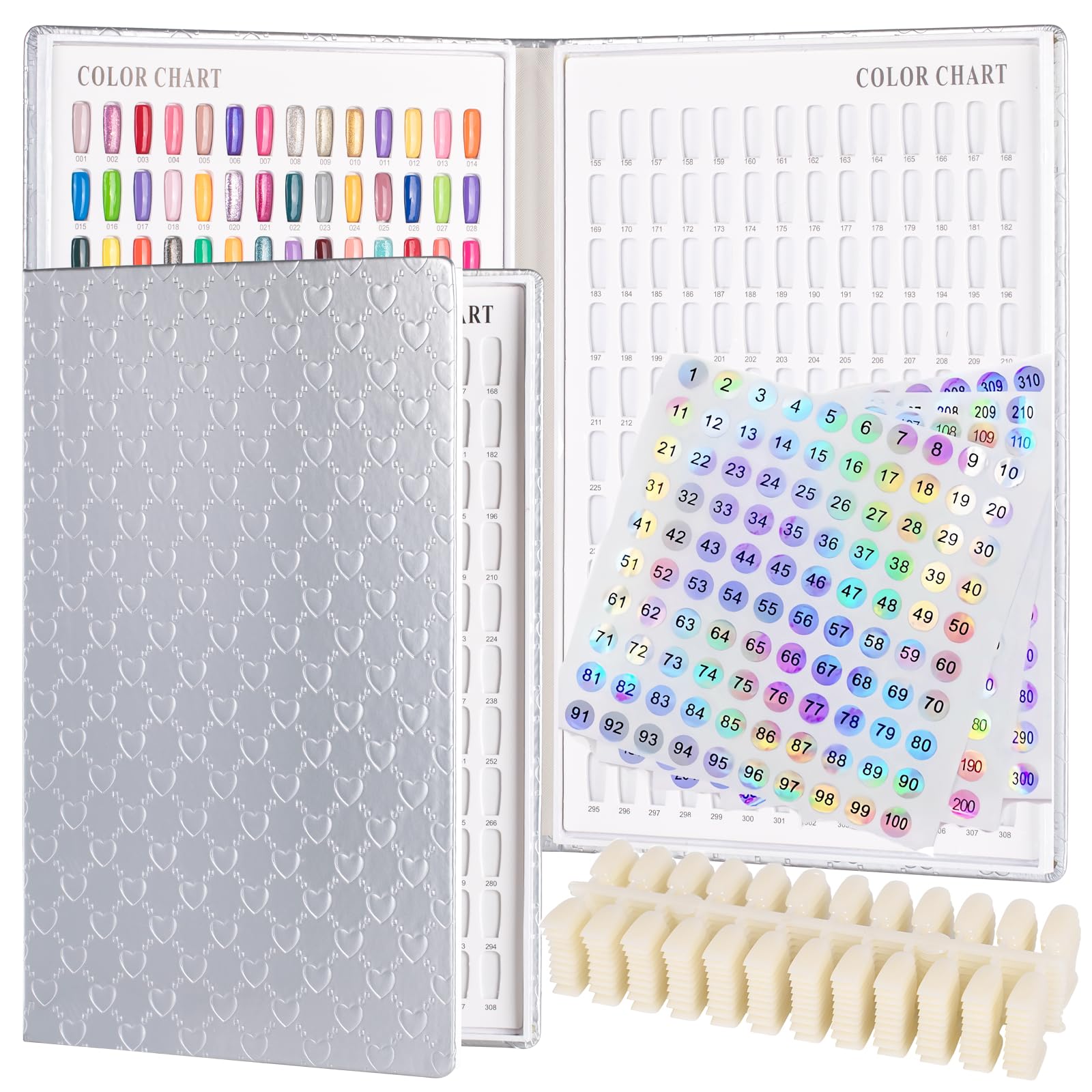 Acycion2A 308 Color Nail Display Chart with 360 Tips - Silver Book