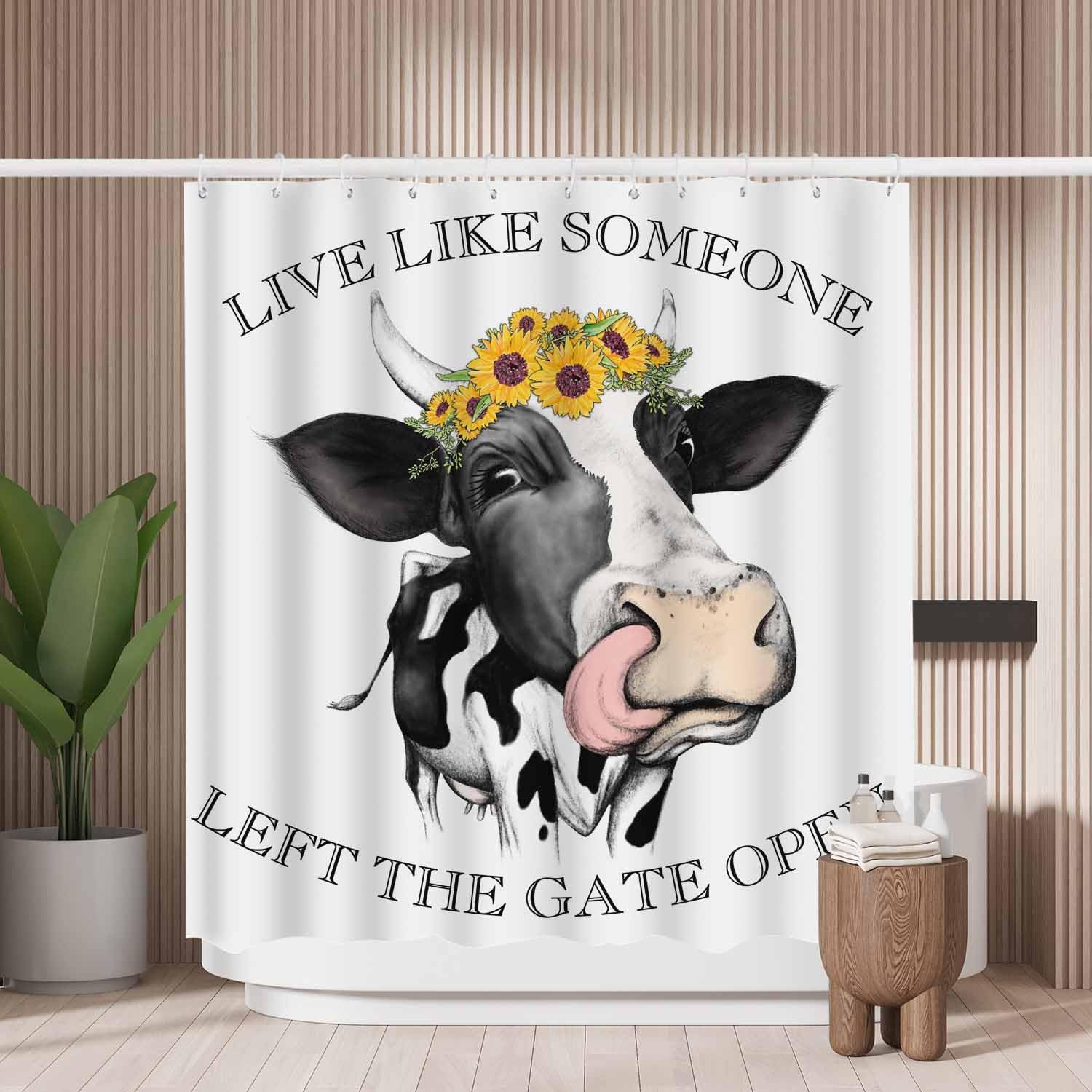 Happy Cow Shower Curtain | Waterproof Mold Resistant Polyester