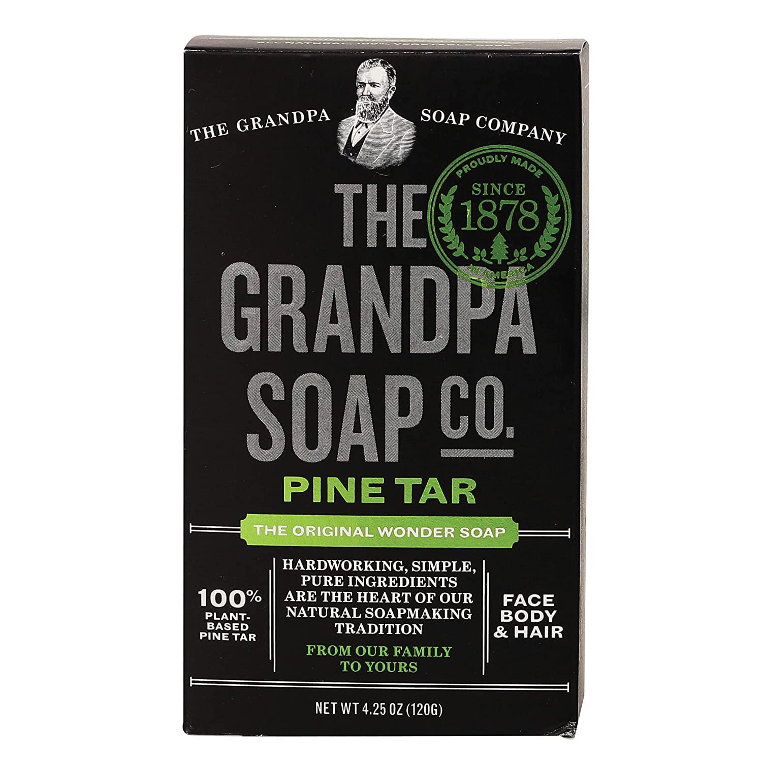 Grandpa's Pine Tar Soap – Natural Vegan Body Wash (4.25 oz, Pack of 4)