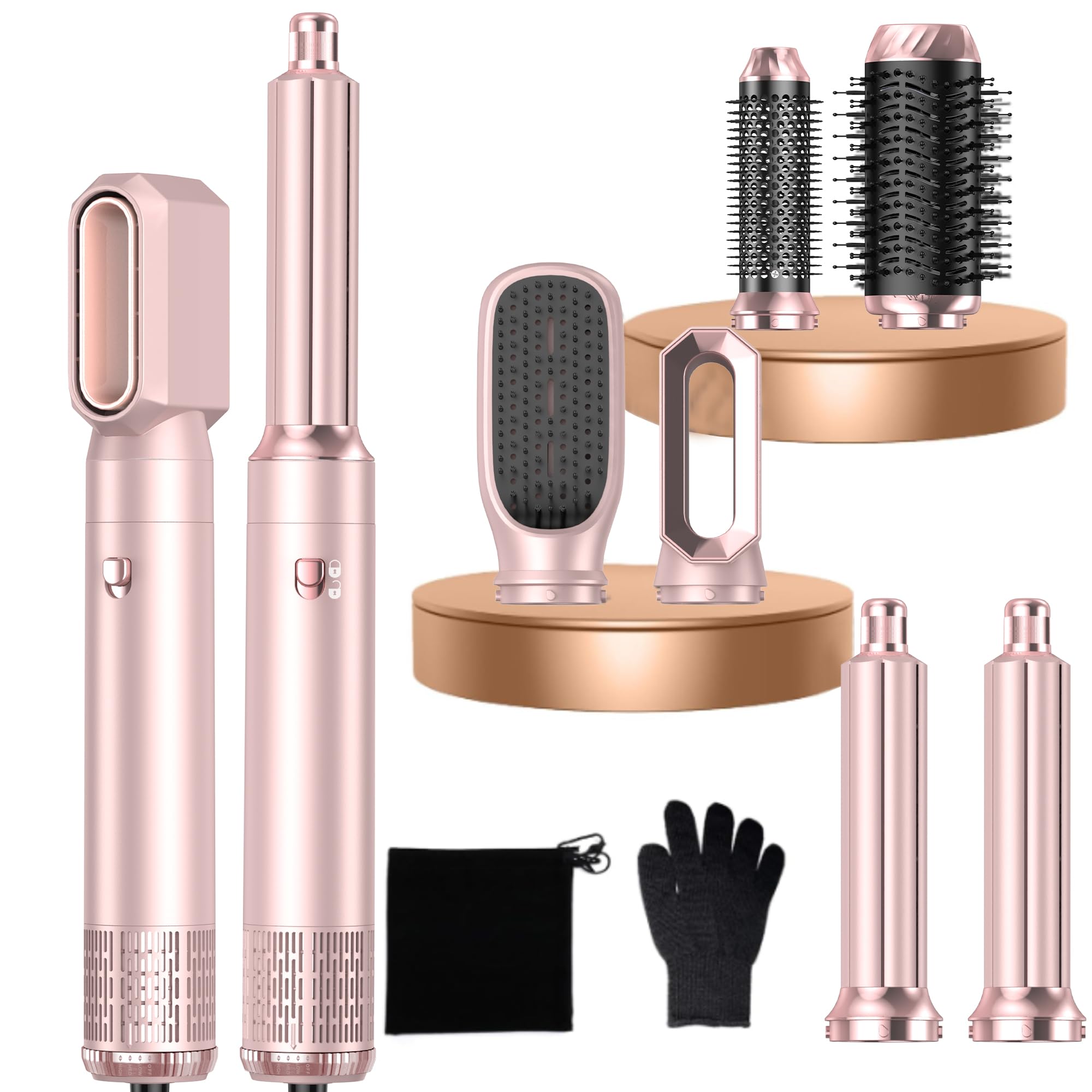 MogaWave 6-in-1 Air Styler Pro – Ionic Hair Dryer Brush & Auto-Wrap Curler