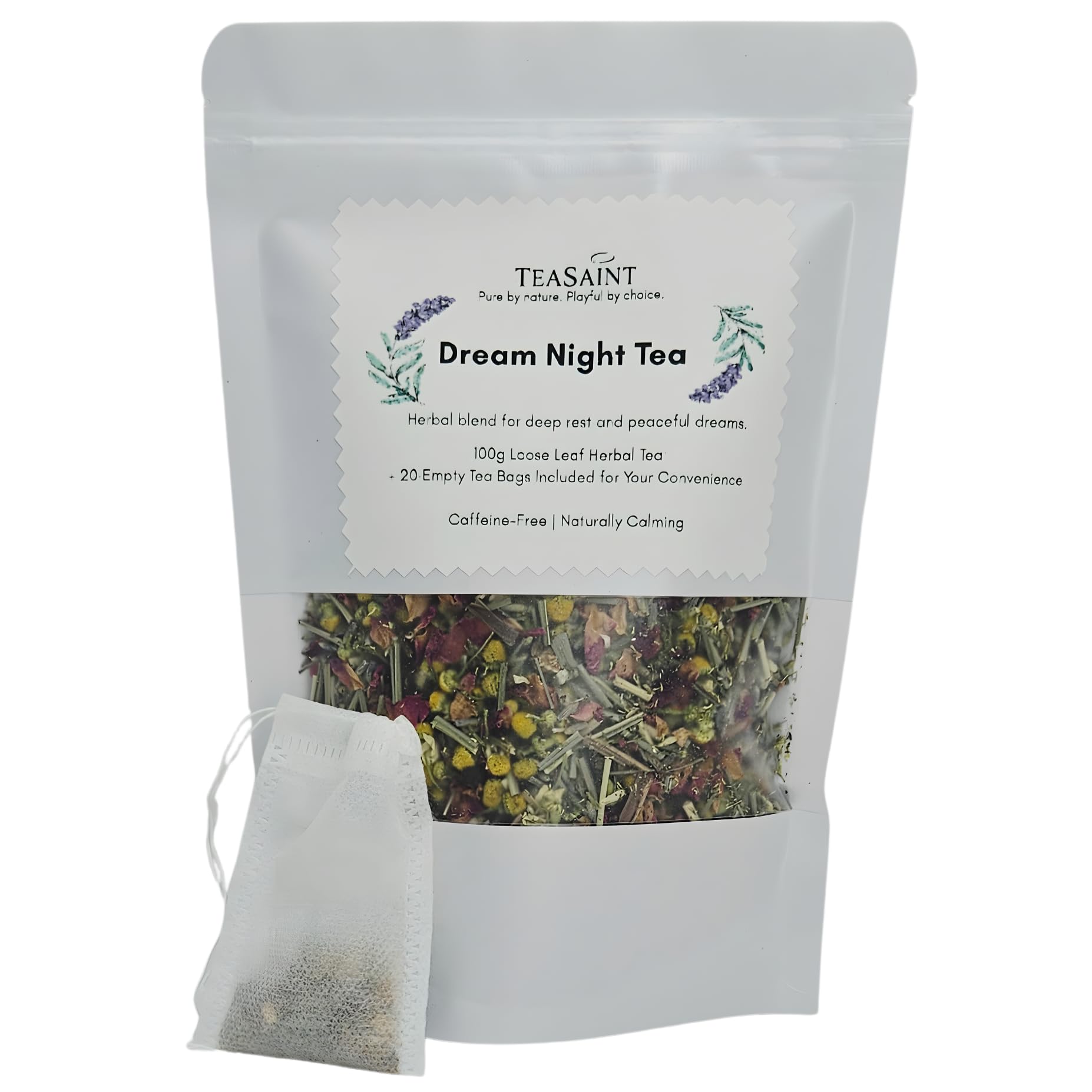 TeaSaint Dream Night Herbal Sleep Tea – Chamomile & Lavender (100g)