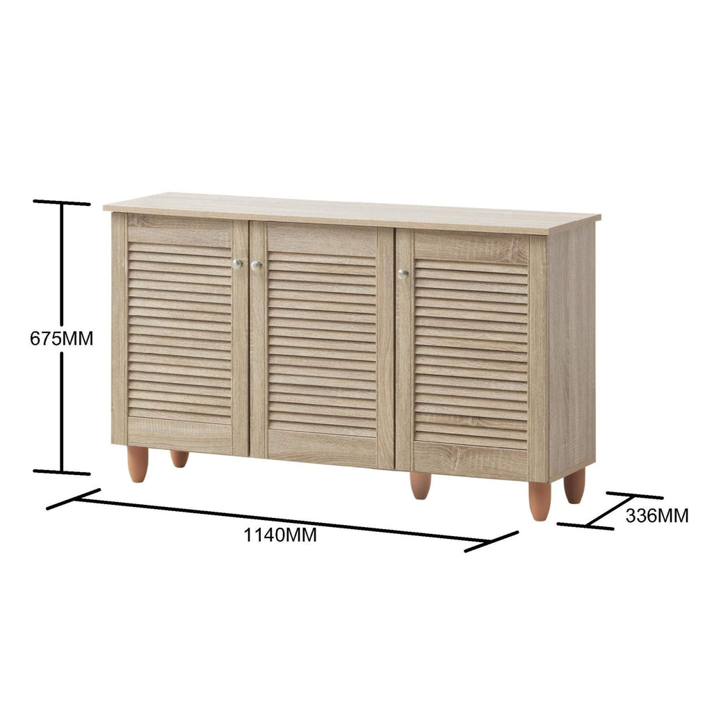 TAD TIMBER ART DESIGN UK Modern Shoe Storage Cabinet 3 Doors Footwear Stand Rack Unit Cupboard Sonoma Oak - image 5