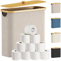 Lifewit 30L Bamboo Toilet Paper Storage Basket with Lid – Beige