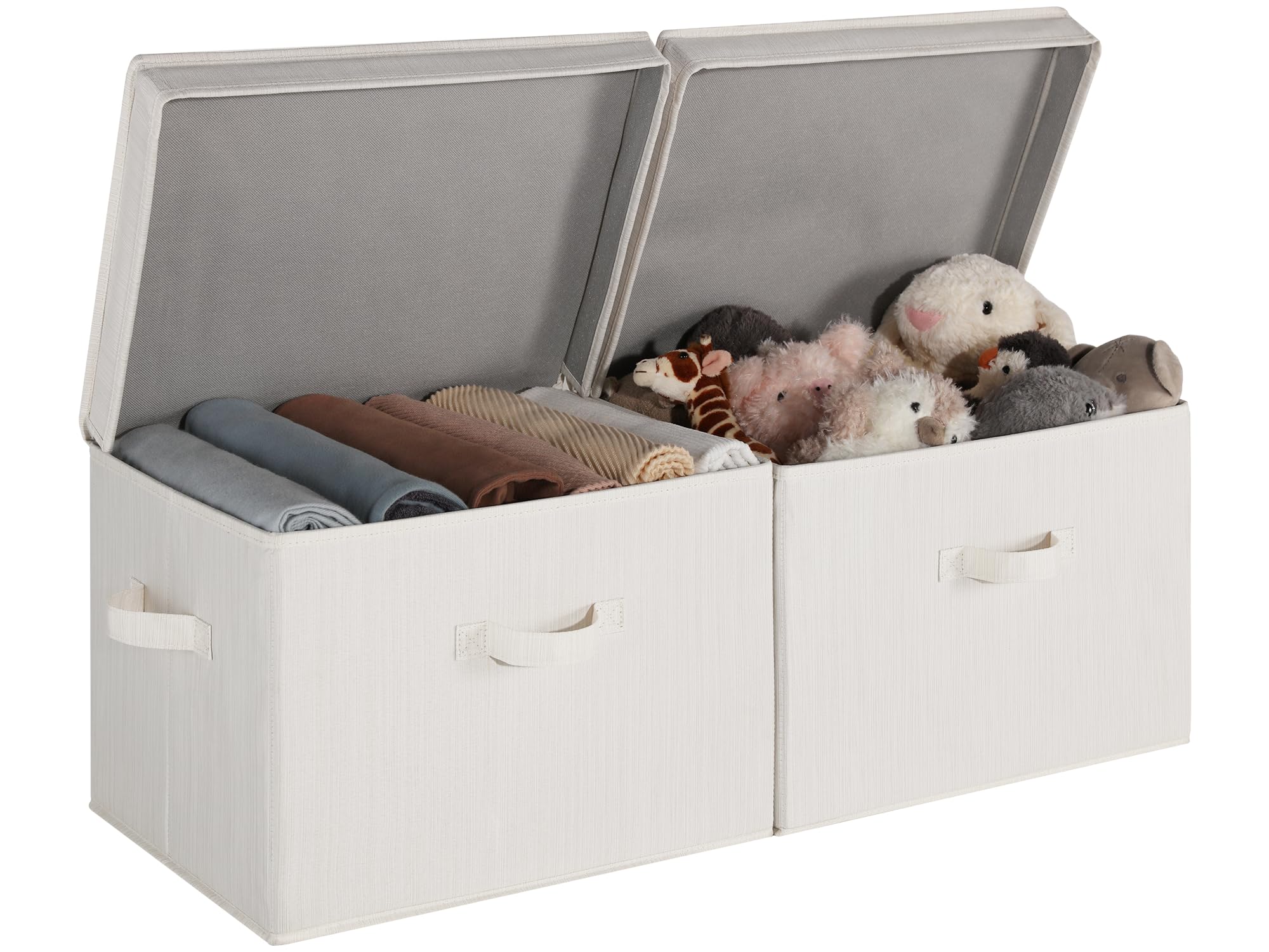 StorageWorks Fabric Closet Storage Bins with Lids – Jumbo 2-Pack, Beige