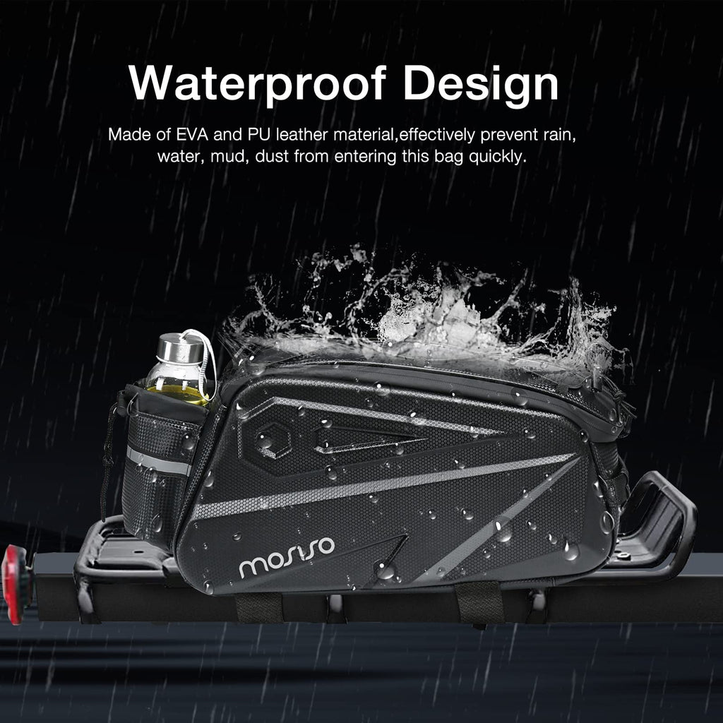 MOSISO 14L Waterproof Bike Rack Bag – EVA Rear Seat Trunk Pannier, Black
