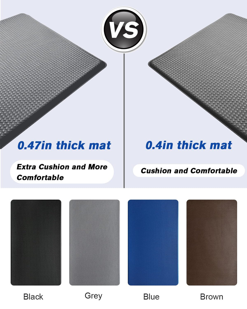 Artnice Anti Fatigue Kitchen Mat Set | 0.47" Thick Memory Foam Rugs, Grey