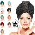 BAVIN LUXURY 100% Cotton Hair Towel Wrap – Quick Dry Turban Cap (2 Pack)