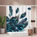 Woutay Emerald Peacock Feather Shower Curtain | Mold Resistant Polyester