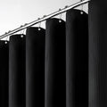 Yofori Black Waffle Fabric Shower Curtain Set with Hooks | 183x183cm