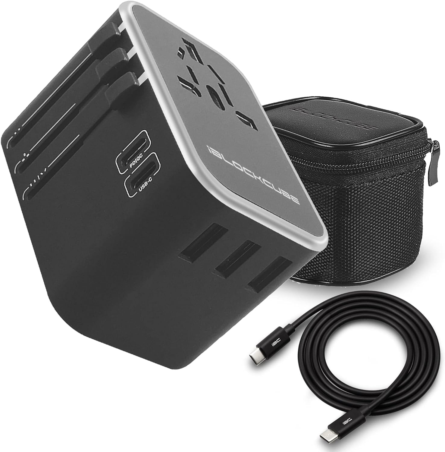 iBlockCube 35W Universal Travel Adapter - Dual USB-C & 3 USB Ports
