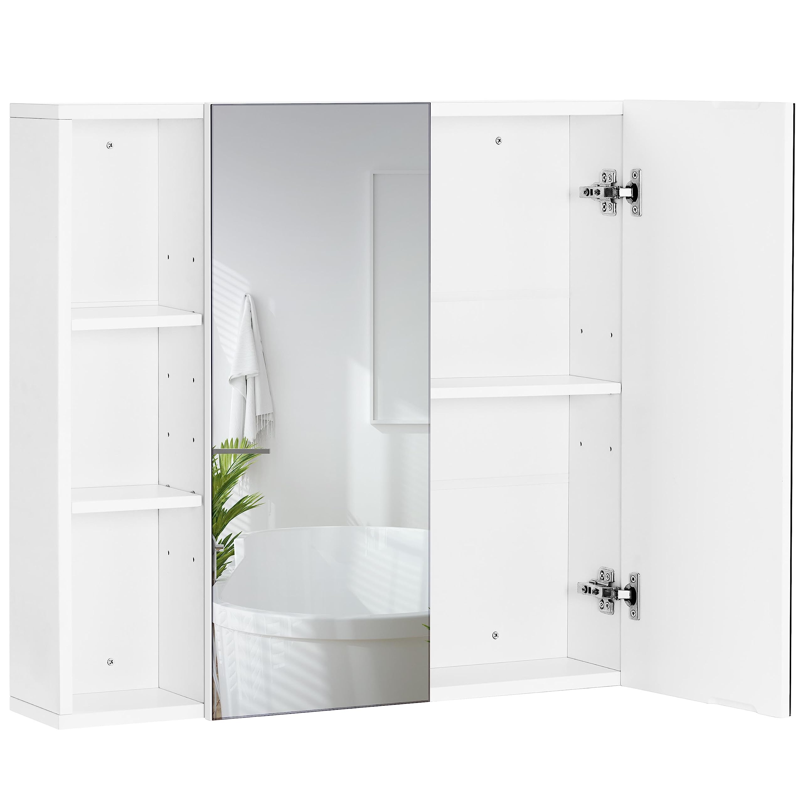 Yaheetech Wall Mounted Bathroom Mirror Cabinet with Adjustable Shelves