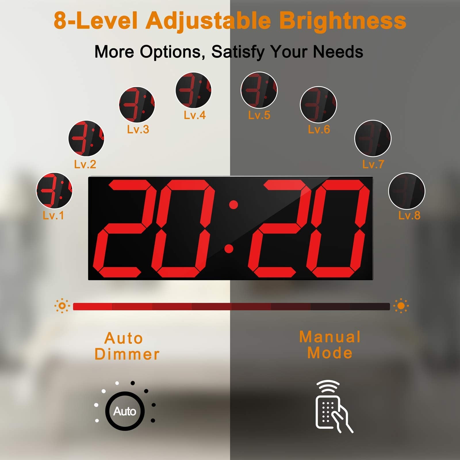 CHKOSDA Large Digital Wall Clock | 6" LED Display with Countdown Timer