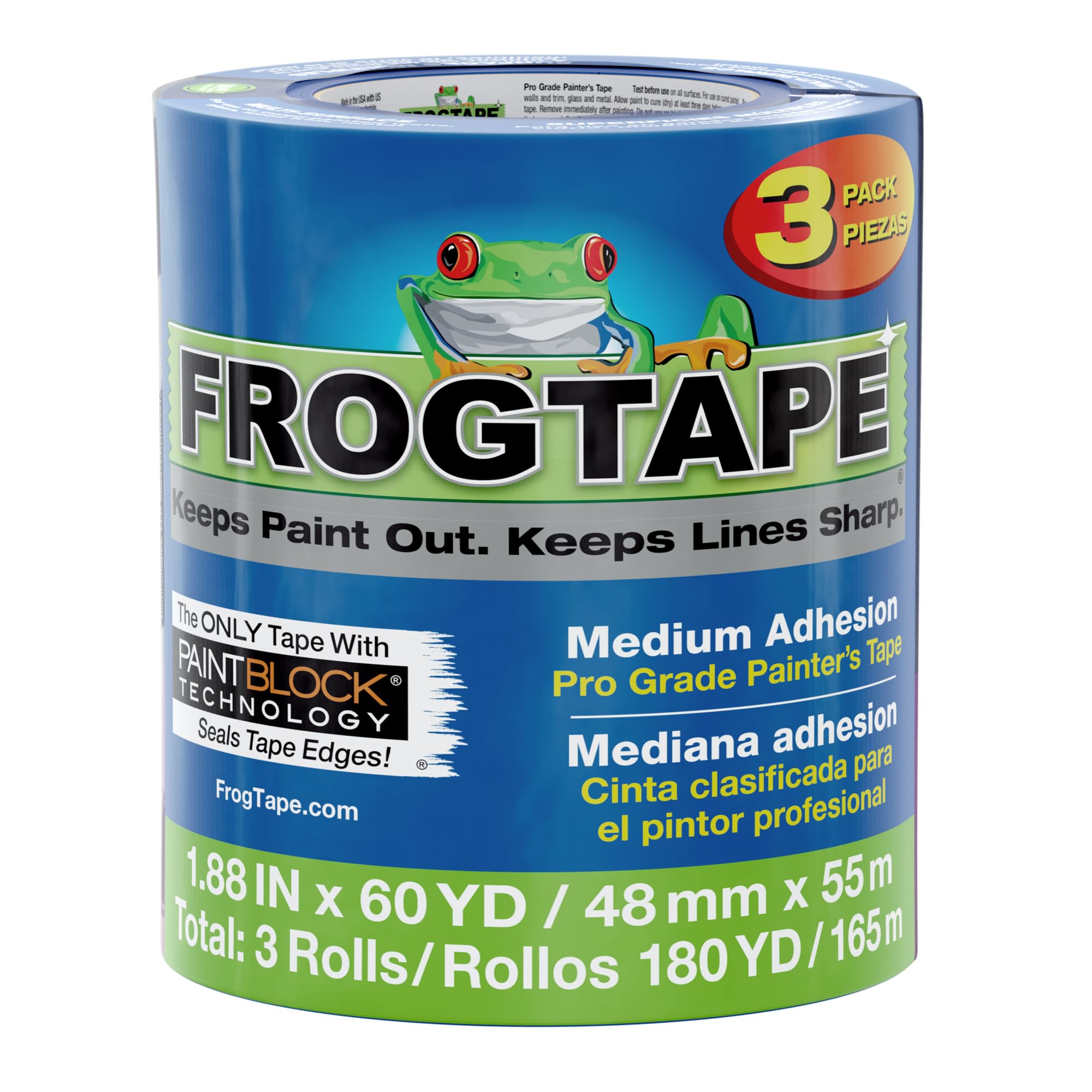 Frog Tape Pro Grade Blue Masking Tape 48mm x 55m - Pack of 3