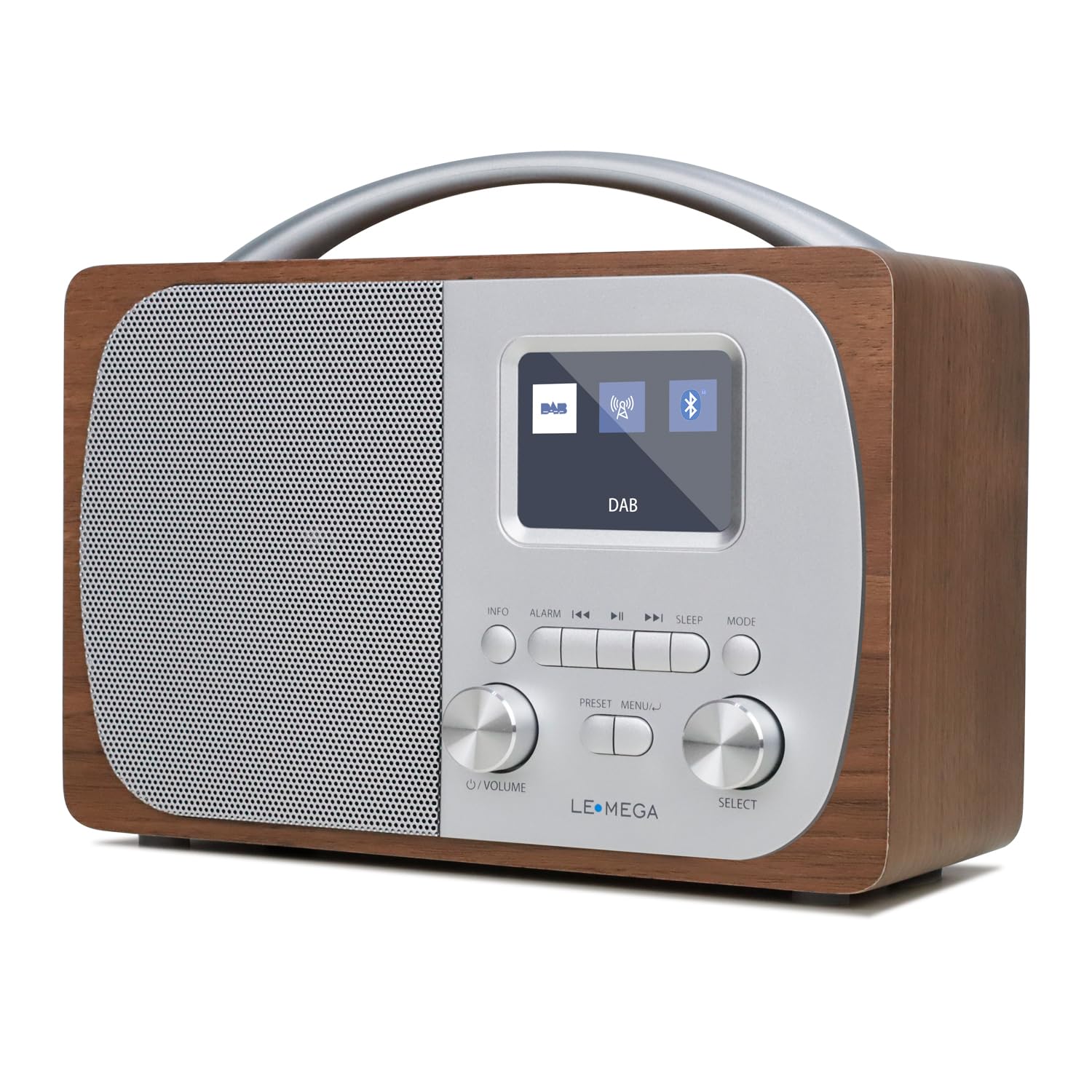 LEMEGA DR5 Portable DAB/DAB+ Digital Radio & Bluetooth Speaker, Walnut
