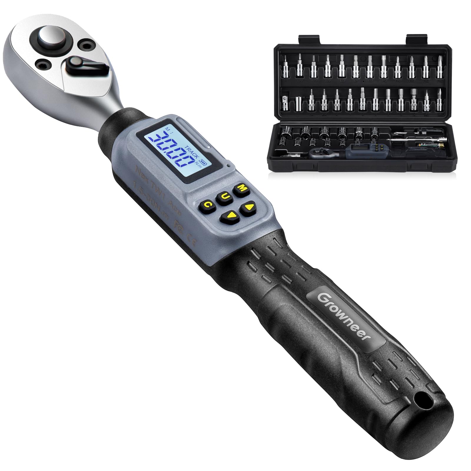GROWNEER 1/4" Digital Torque Wrench – 1.5-30 Nm for Bikes & Motorcycles