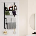 THYGIFTREE 4-Tier Over the Door Towel Rack with Storage Basket | Black Metal