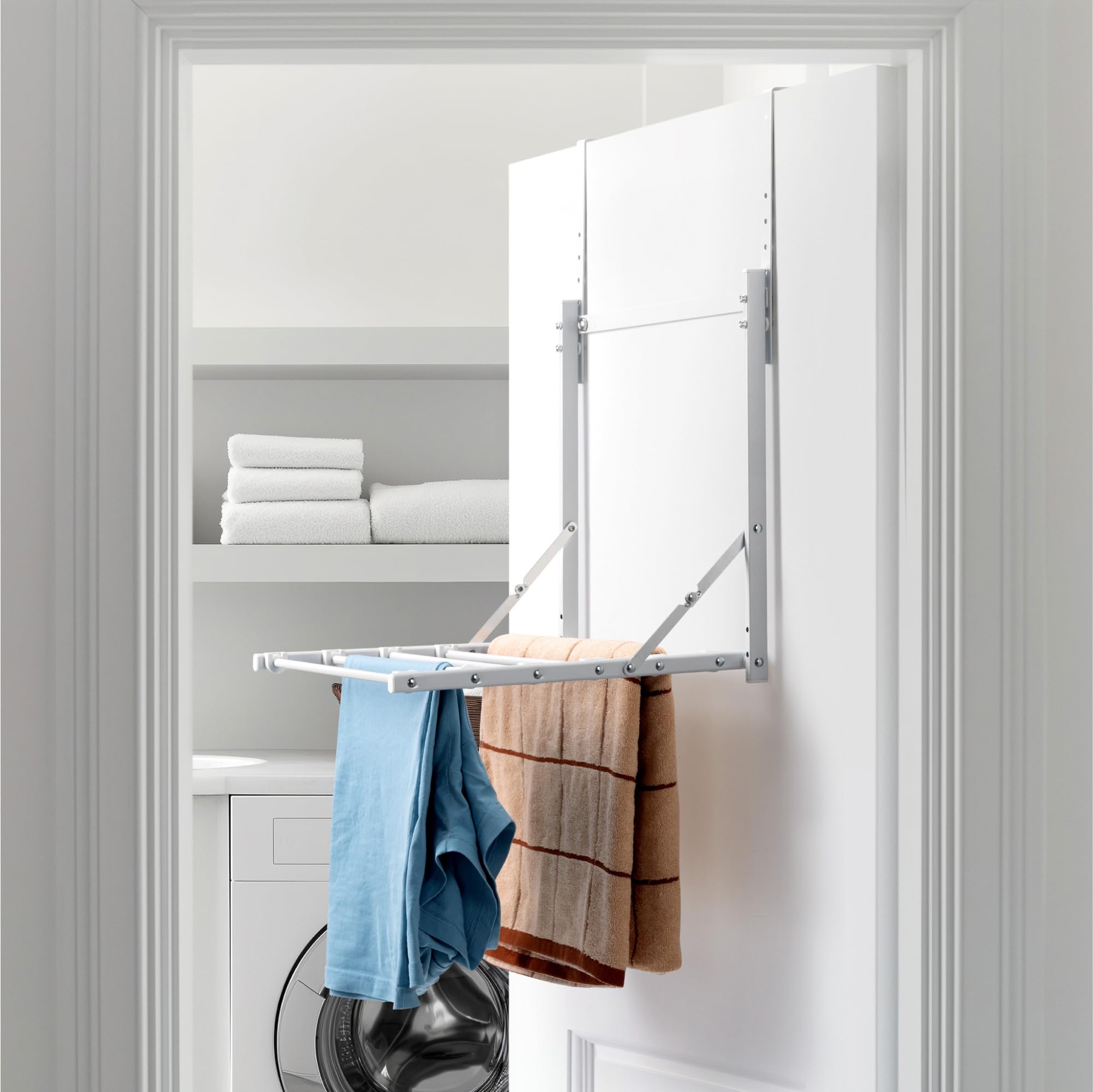 Navaris Over Door Towel Rack – Foldable 1-Tier Steel Clothes Drying Rack