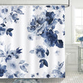 Bonhause Navy Blue Floral Shower Curtain | Waterproof Polyester, 180x180cm