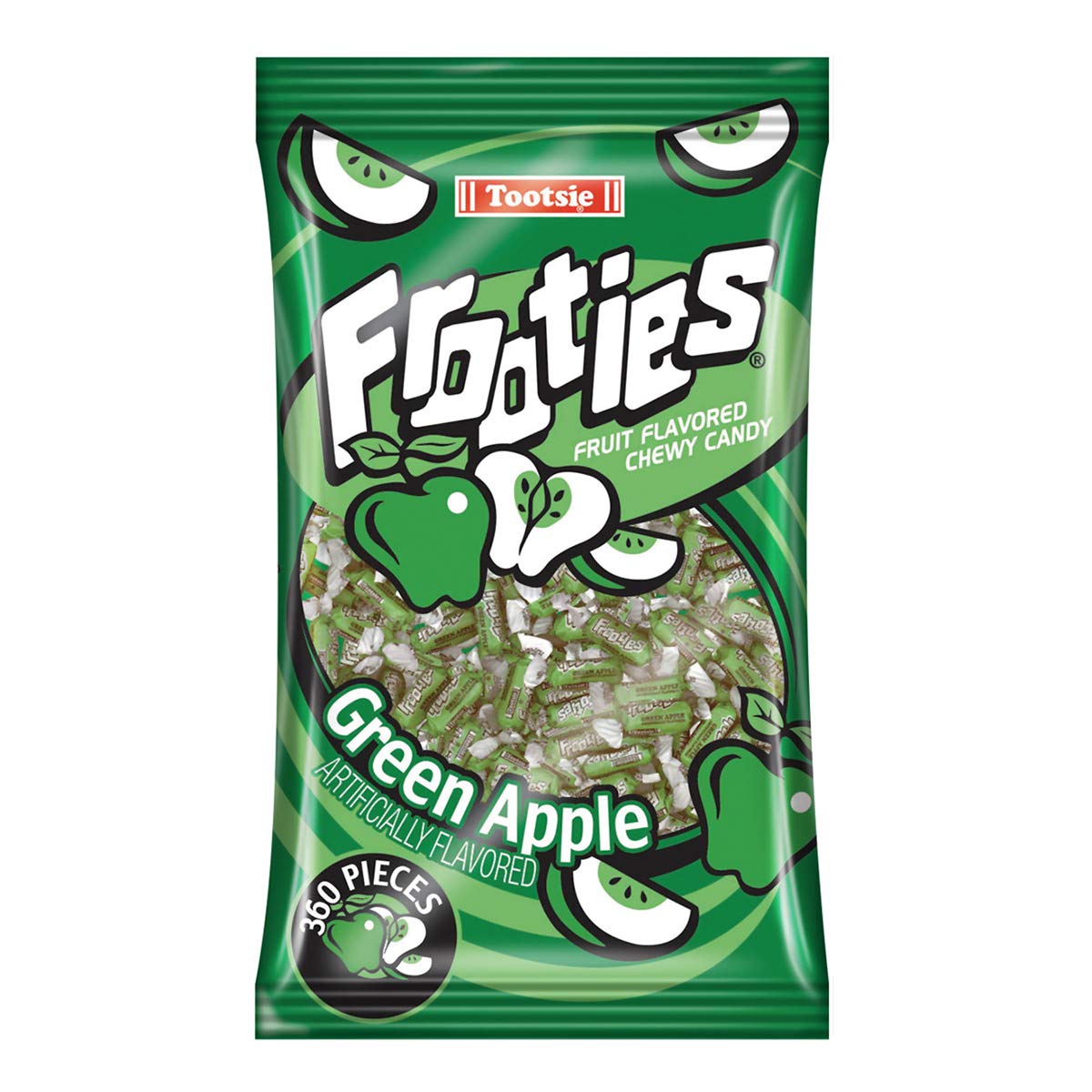 Frooties Green Apple Fruit Chews – 360 Piece Bulk Bag by